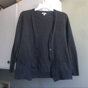 grey cardigan
